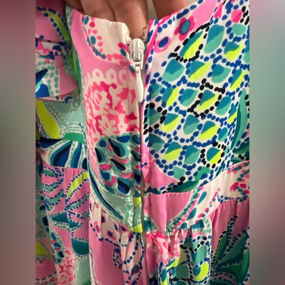 Lilly Pulitzer Pastel Floral Maxi Dress in Pink, Blue & Green - Picture 10 of 11
